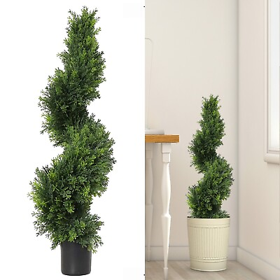 #ad 2 PCS Cedar Pine Artificial Topiary Tree Home Decor UV Indoor Outdoor With Pot $139.99