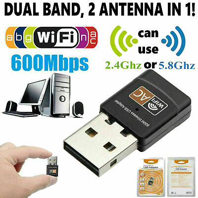 #ad Mini Dual Band 600Mbps USB WiFi Wireless Adapter Network Card 2.4 5GHz 802.11ac $5.17