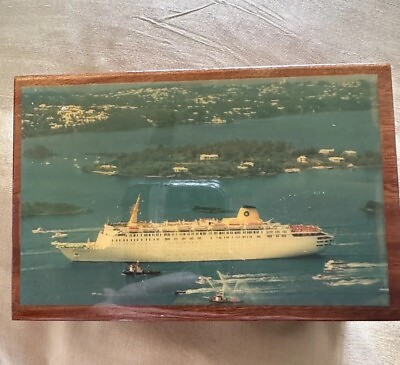 #ad LOVE STORY MUSIC BOX MV Atlantic Wood Cruise Ship Souvenier CUSTOMIZE W OWN PIC $28.90