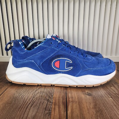 #ad Champion 93Eighteen Big C Mens 12M Blue Suede Fashion Dadcore 90s Sneakers Shoes $49.00