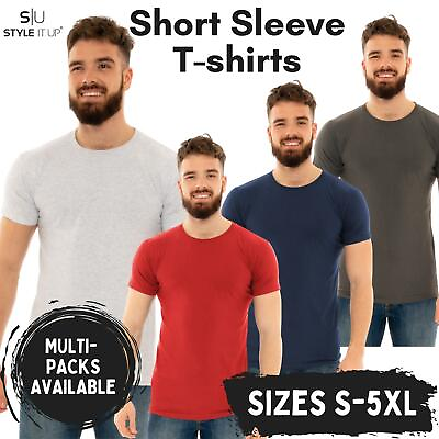 #ad Adults Mens SoftSpun Crew Neck Casual Short Sleeve Plain 100% Cotton T Shirt Top GBP 7.99