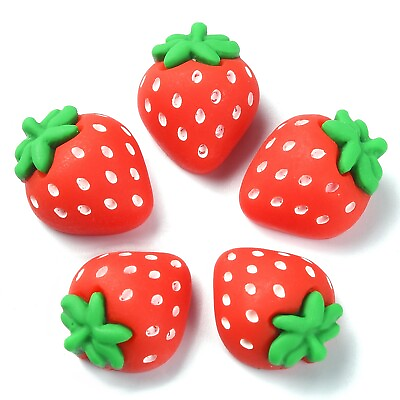#ad 50x Fruit Strawberry Flatback Charm Cabochon for Jewelry Making Hair Accessories $10.11