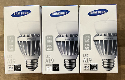 #ad SAMSUNG LED Light Bulb A19 Warm White SI I8W141UL1US Pack of 3 $59.99