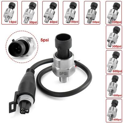 #ad 1 X Silver And Black Pressure Sensor with Cable For Oil Fuel Or Air Pressure $19.68