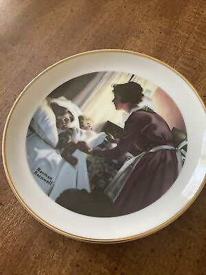 #ad Norman Rockwell Special Ed. Collector Plate Mothers Love Porcelain Gold Trim $10.00