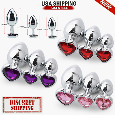#ad Anal Butt Plug HEART STAINLESS Butt Plug Sex Toy For Women Men Couple Adult Gift $4.89
