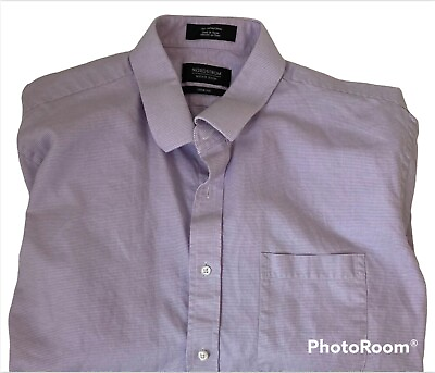 #ad Nordstrom shirt Mens 16.5 button long sleeve slim fit 16.5 32 33 purple cotton $10.00