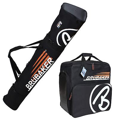 BRUBAKER Ski Bag Combo CHAMPION for Ski Poles Boots and Helmet Black Orange $64.99