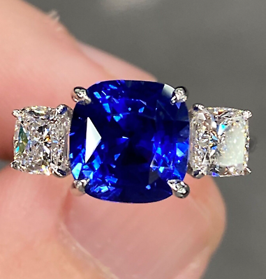 #ad Flawless GIA Certified 6.7 Ctw Royal Blue Sapphire amp; E VS Diamond Platinum Ring $32000.00