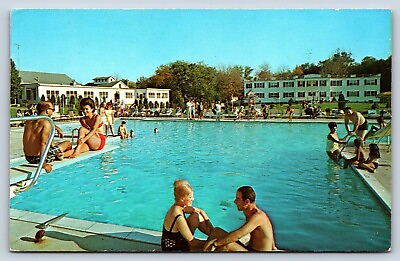 #ad Postcard CT Lebanon Grand Lake Lodge Pool Luxurious Country Club Spring Water F5 $12.97