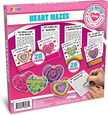 #ad 28Pack Valentines Day Gift Heart Maze Toys with Gift Cards for Kids Party Favor $12.99