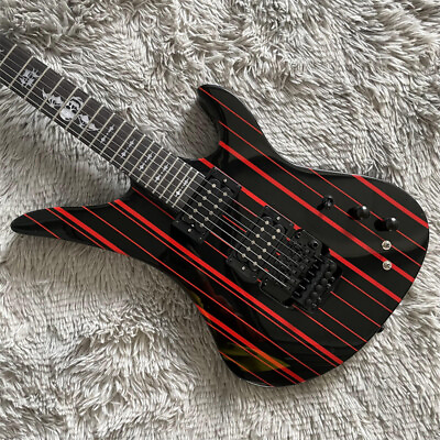 #ad Custom Black W Red Stripes Electric Guitar HH Pickups Solid Rosewood Fretboard $277.83