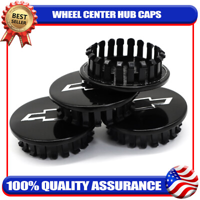 #ad 4PCS For Camaro 2016 2021 66mm Glossy Black With Black Bow Tie Wheel Center Caps $22.79
