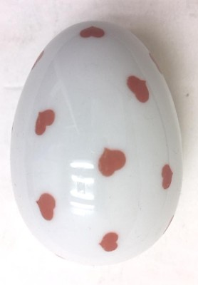 #ad Vintage Chamart Limoges France White Porcelain Egg Trinket Box With Hearts $16.26