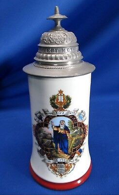 #ad BEAUTIFUL GERMAN PEWTER LIDDED STEIN WITH LITHOPHANE MOSES SCENE DECORATION $89.99