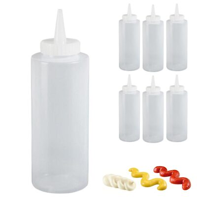 #ad 6 Plastic Squeeze Squirt Condiment Bottles Dispenser Ketchup Oil Mustard 12.5oz $12.50