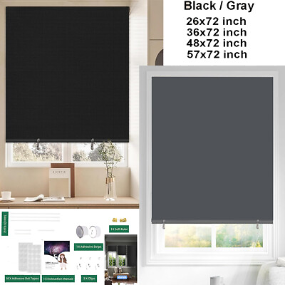 #ad 100% Blackout Roller Shades No Drill No Tools Cordless Window Blackout Blinds $13.29