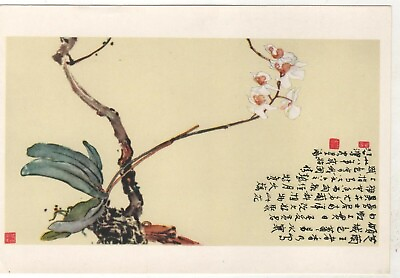 #ad China Chinese Xu Beihong Orchid Flowers 花卉 Postcard Old 中國中國徐悲鴻蘭花明信片舊 $8.50