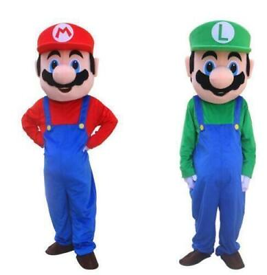 #ad Super Mario Mascot Costume Cosplay Party Fancy Dress Brothers Suits Adult $115.20