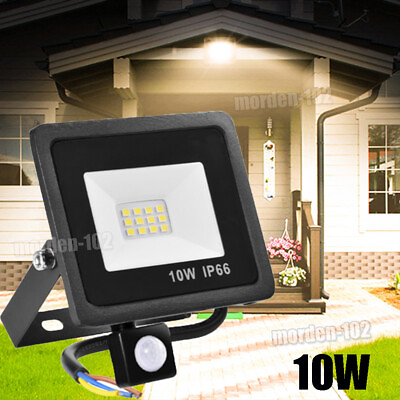 #ad 10W PIR Motion Sensor LED Flood Light Outdoor Security lighting Warm White 110V $11.99