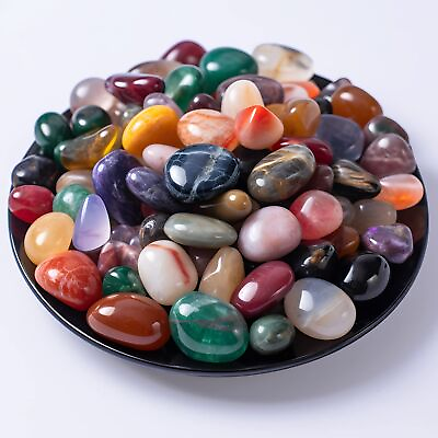 #ad Polished Stone Set 72 Pcs Handpicked Natural Tumbled Stones and Crystals Bulk $14.16