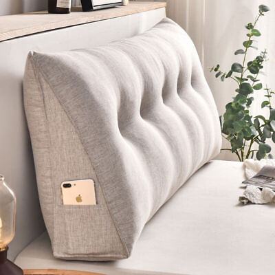 #ad Headboard Cushion Triangular Long Pillow Reading Backrest Support Wedge Pillows $220.79