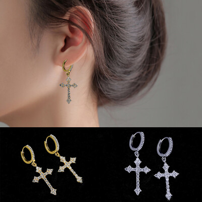#ad Cross Earrings Jewelry Earrings Stud Earrings Zircon Earrings Geometric Stylish $1.88