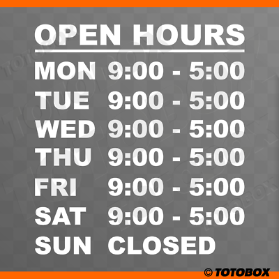 #ad Open Hours Sign Sticker Business Store Shop Stickers open hour Sign Decals $14.50