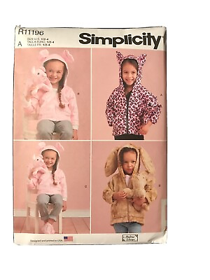 #ad Toddler Hoodie Jacket Size 1 2 1 2 3 4 amp; 8quot; Plush Toy Pattern Simplicity 11196 $9.99