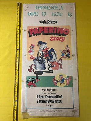 #ad 1971 DONALD DUCK Rare Disney Vintage Locandina Italian Movie Poster T6 8 $32.90