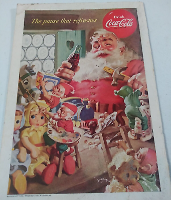 #ad Vintage Ad Santa Drink Coca ColaThe Pause That Refreshes Paper Print Collectible $5.49