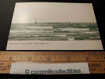 #ad Postcard 1900s Sodus Bay New York Revolving Light Lighthouse And Pier Black Whi $6.12