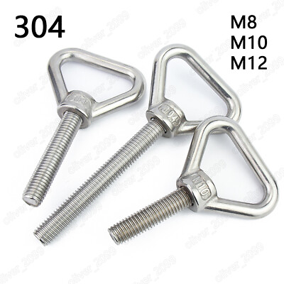 #ad 304 Stainless Steel Triangle Eye Bolts Screws M8 M10 M12 $99.95