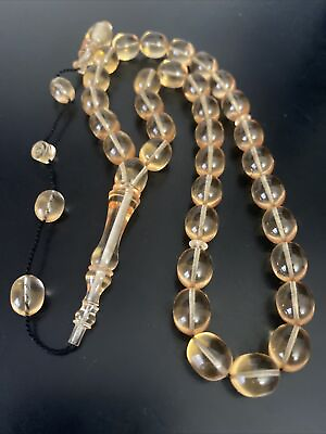 #ad Natural Amber Faturan Misbaha Tesbih Rosary Prayer Beads Islamic Kehribar $40.00