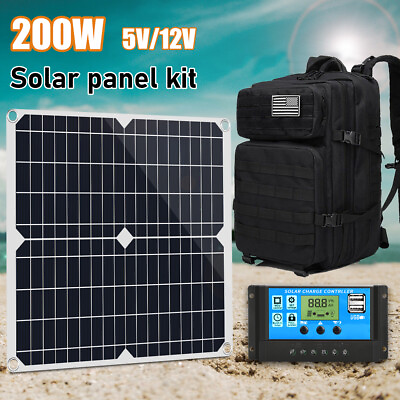 #ad 200W Solar Panel Kit 45L Tactical Backpack Solar Set 12V Solar Charge Controller $98.99