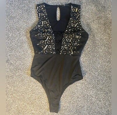 #ad Black Lace Bodysuit size medium $11.00