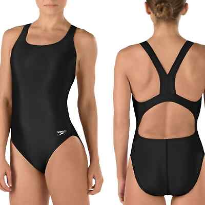 #ad NWT Speedo Swimsuit Black Solid Super Proback Onepiece ProLT 12 * $19.60