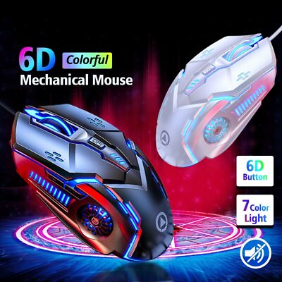 #ad Gamer Gaming Mouse 6D 3200DPI Adjustable USB Computer LED Mouse for Laptop PC $12.99