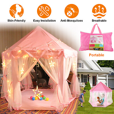 #ad Girls Pink Princess Castle Cute Playhouse Children Kids Play Tent Outdoor Toys $26.29