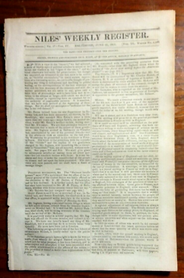 #ad 1831 Niles Weekly Newspaper Cherokee amp; Creek Indian Affairs US Cotton Trade $35.00