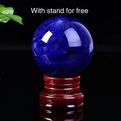#ad Natural Blue Smelting Quartz Gemstone Ball Healing Crystal Sphere With Stand $65.00