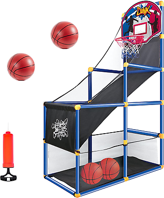 #ad Kids Arcade Basketball Game Set with 4 Balls and Hoop for Kids Indoor Outdoor $64.99