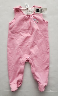 #ad Gap Baby Jumper Girls Newborn NB 3m Overalls Pink Birds Embroidered Footed New $19.95