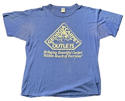 #ad Vintage Georgia Carpet Outlets T Shirt Men’s XL 80’s Distressed Blue $15.00
