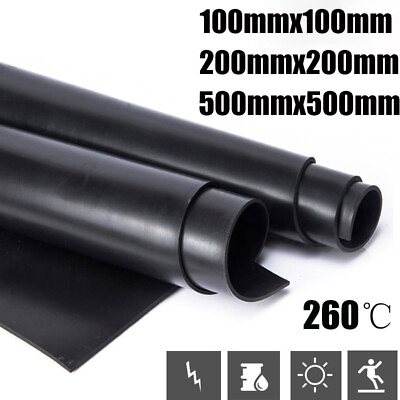 #ad Black Rubber Sheet Fluororubber Smooth High Temp Thick 1 5mm 200x200mm 500x500mm AU $85.99