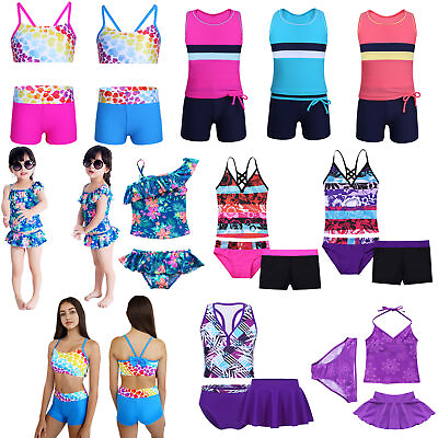 #ad Kids Girls 2 3 PCS Bikini Swimwear Swimsuit Vest TopShorts Bottoms Beachwear $6.12