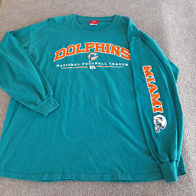 #ad Miami Dolphins Shirt Green Sleeve Hit NFL Team Apparel Spell Out $35.91