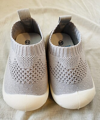 #ad BabyWaves Comfort Plus Mesh Sneaker SZ 3.5 Slip On Toddler Gray $9.99