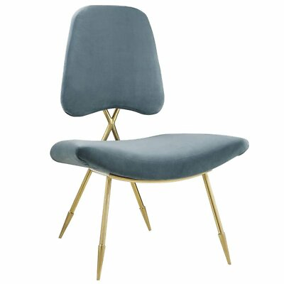 #ad Modway Ponder Performance Velvet Lounge Chair in Sea Blue and Gold $178.52