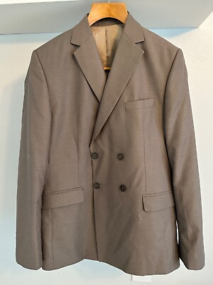 #ad Boohoo Man Suit Jacket Sz 38 Beige Double Breasted $25.98